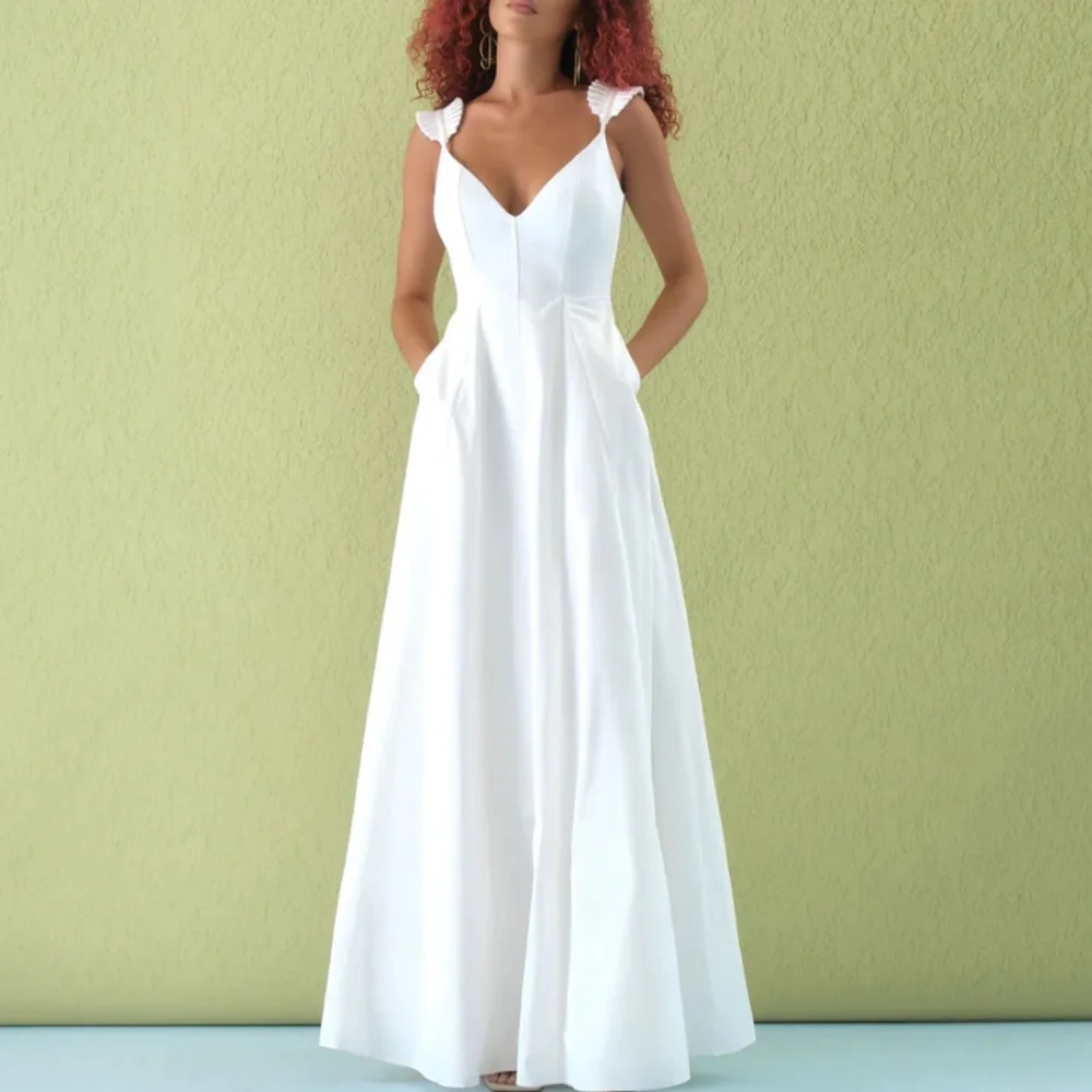 NWT Andrea Iyamah Vola White Maxi Dress - Picture 3 of 13